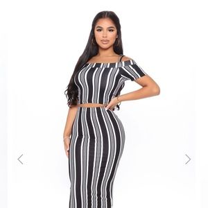 Stripe skirt set